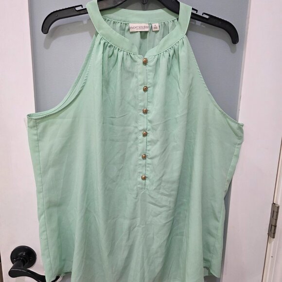 Eva Mendes Womens Sleeveless Tank Top Lot XL Mint Green Pink Button Front Blouse - Picture 2 of 15